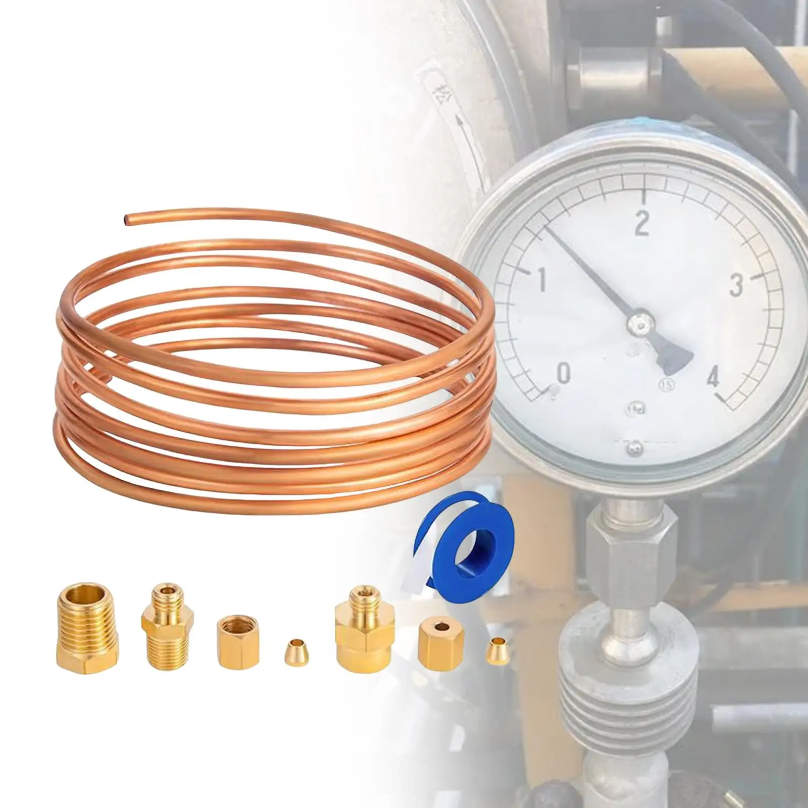 Pressure Gauge Tubing Kit Accessories 1.82M Convenient Heat Resisting High Performance Copper Replace Parts for Professional