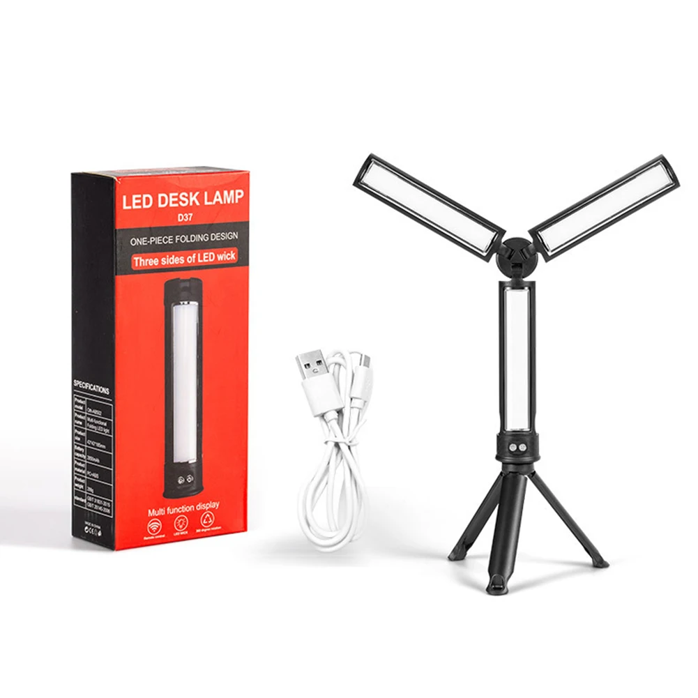 LED Camping Lamp with Tripod Car Repair Working Lights USB Charging Repair Emergency Light Dimmable for Outdoor Camping Use