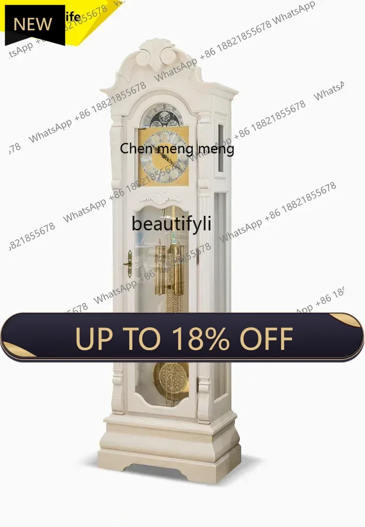 

P178 L German Hermle European Style the Grandfather Clock Living Room Retro Clock Vertical White Pendulum Clock Luxury