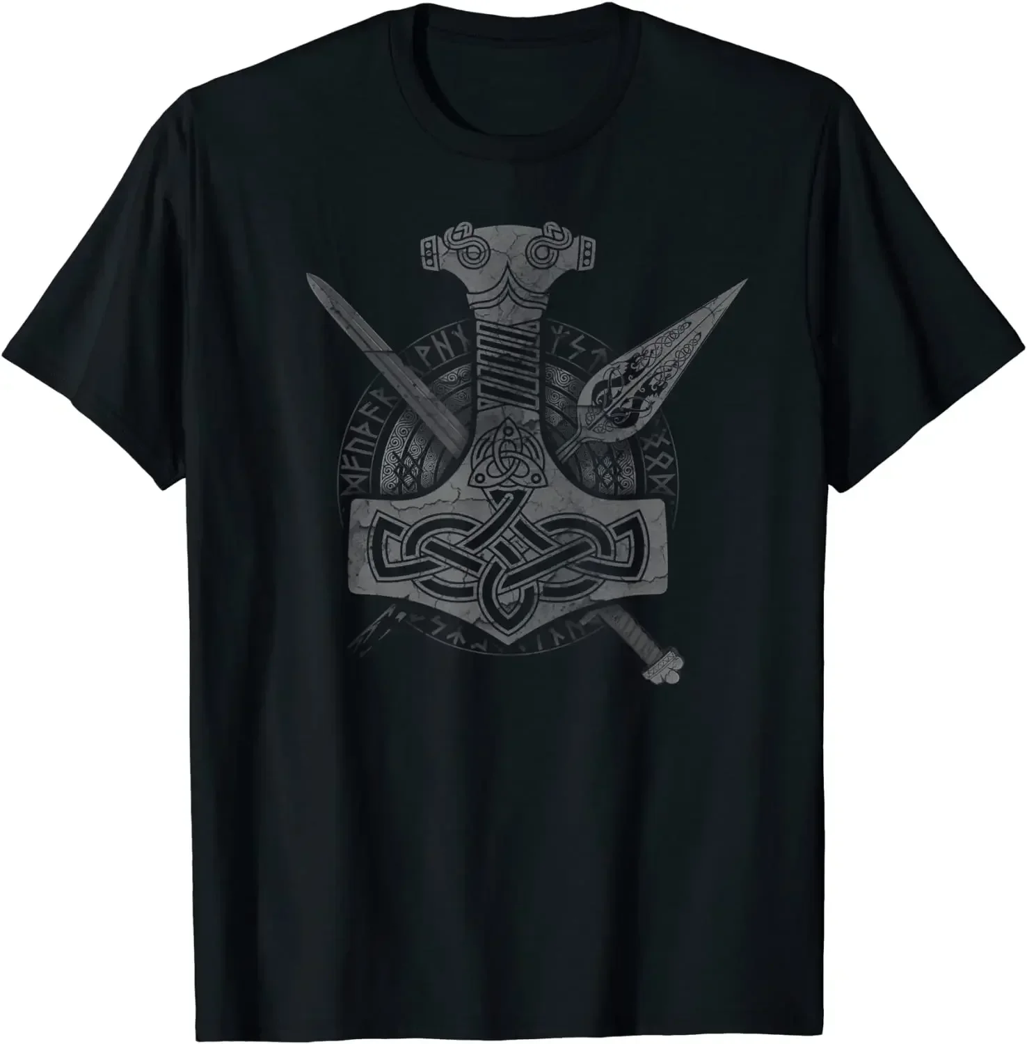Tyrfing Odins Spear Gungnir Thors Hammer Mjolnir T-Shirt Summer Short Sleeve Casual 100% Cotton O-Neck Summer Shirt