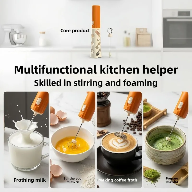 2026 New Electric Milk Frother Coffee Whisk Handheld Free Standing Milk Foam Maker for Home Use Stirring Rod