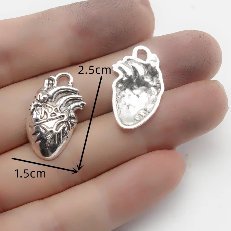 Punk Rock Style Brain Hearts Bone Alloy Pendant DIY Charms Necklace Earrings Jewelry Making P773
