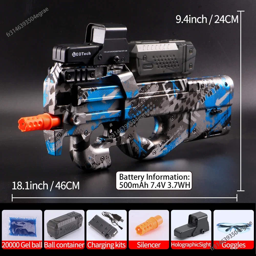 مسدس لعبة جل كهربائي P90 ، أوتوماتيكي بالكامل ، لعبة كرة الرش ، مناسب للأنشطة الخارجية ، لعبة فريق الرماية