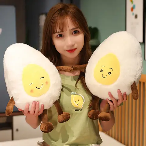New winter plush toy doll, cute boiled egg doll, plush healing poached egg doll, skin-friendly pillow ornament 38CM