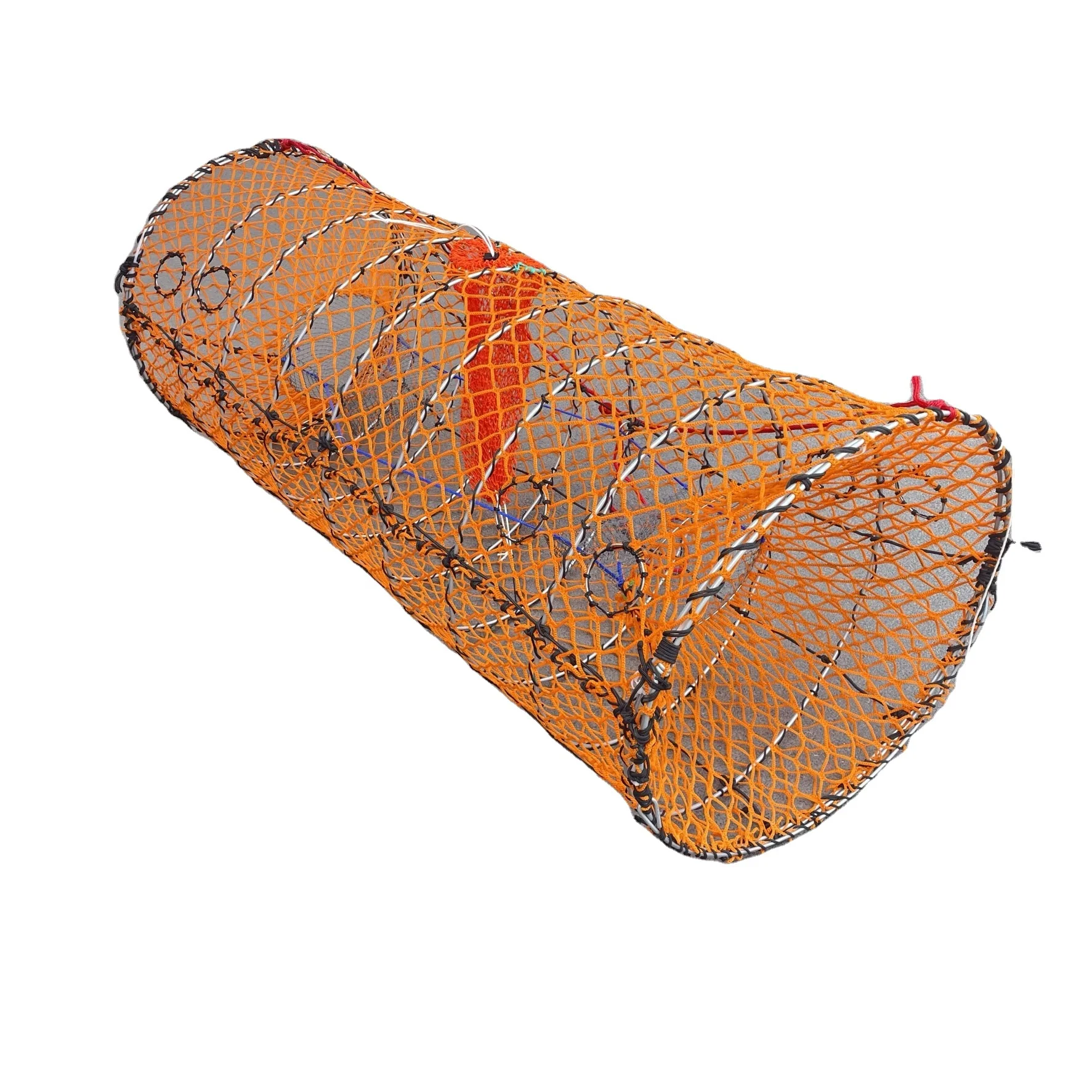 

70x140cm Big Size Green Mesh Coil Spring Folding Crab Fishing Pot Loaded Black Cod Fish Traps for Alaska with Bait Jars