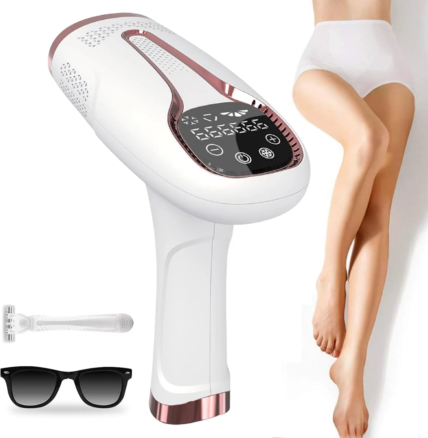 Epilatore laser IPL da 990000 flash per donne e uomini Dispositivo di depilazione permanente indolore per viso bikini corpo con display LCD