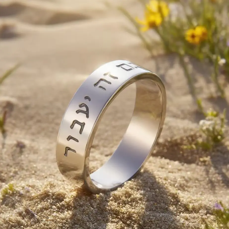 Stainless Steel Hebrew Letter Ring This Too Shall Pass Bible Verse Blessing Ring Jewish Passover Judaica Jewelry