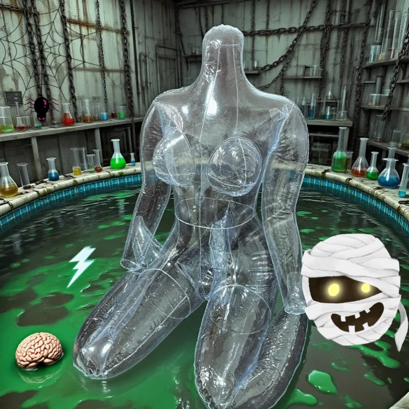 Suitable for Friend Gatherings, Party Decorations Transparent Inflatable Headless Doll Escape Room MPC Game Single Party Balloon