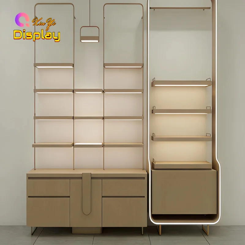 custom.Modern High-End LED-Lit Scent Display Counter with 360-Degree View Wooden MDF Showcase Luxury Fragrance