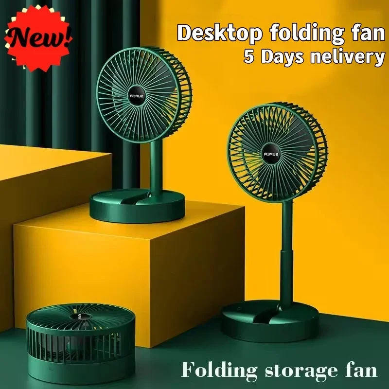 2025 Desktop Foldable Retractable Small Fan Mini Portable Charging USB Home Low Noise High Duration Standby Mini Electric Fan