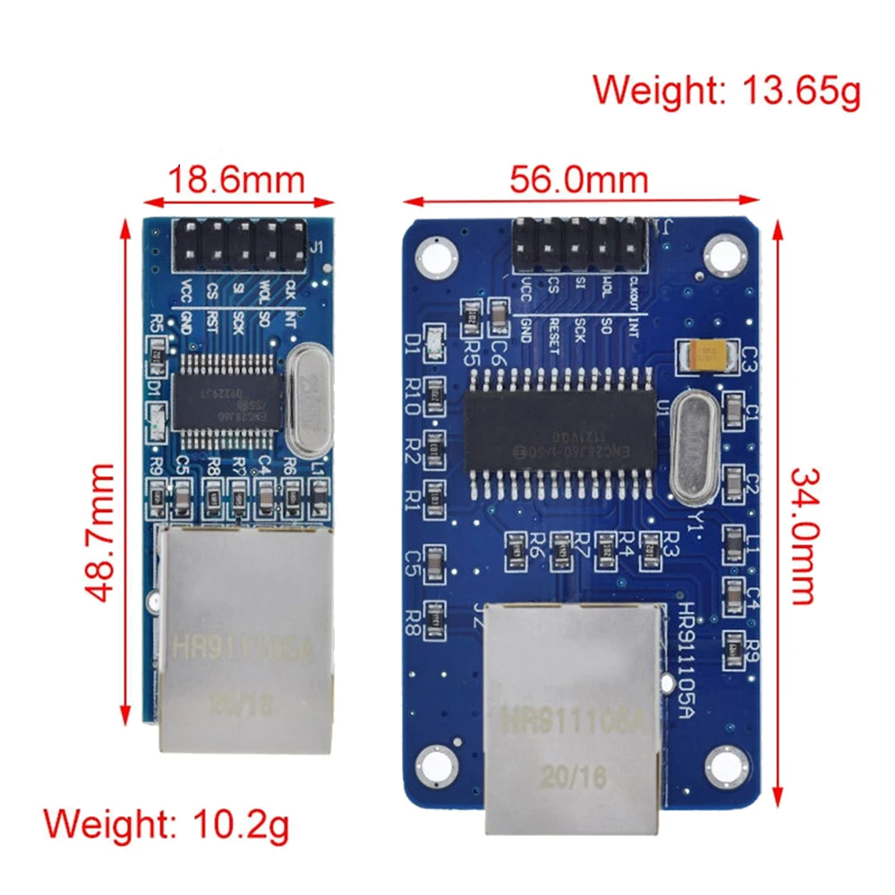 Interfaz Spi ENC28J60 Módulo de red Ethernet 51/AVR/ARM/PIC Code versión Mini para Arduino