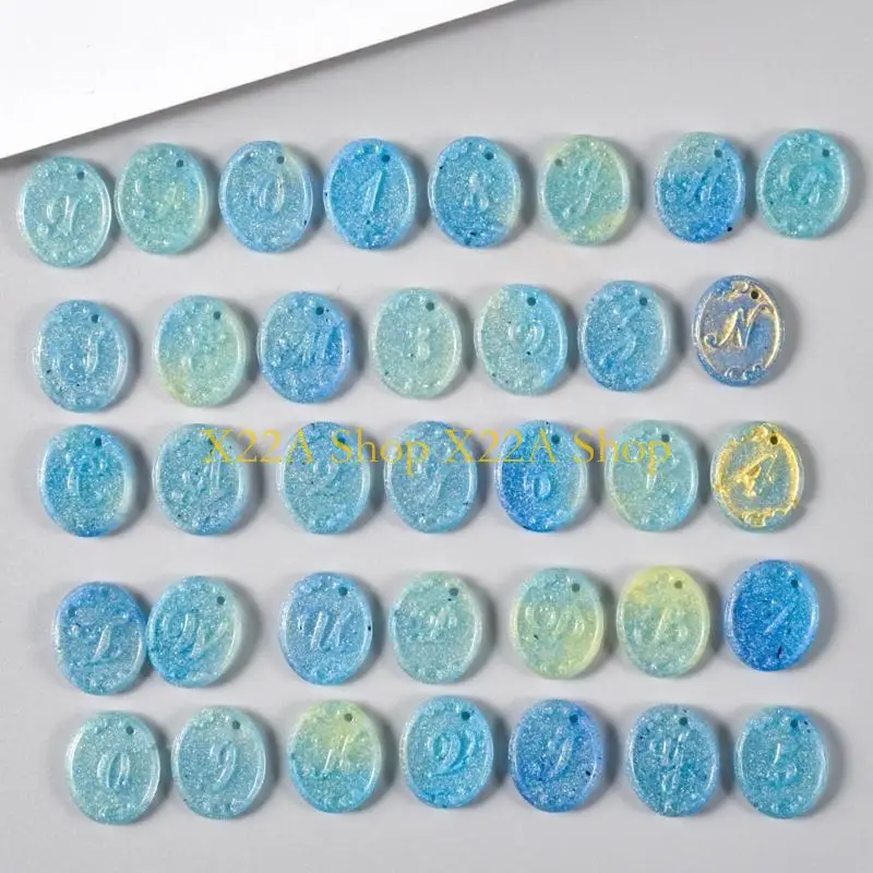 Unique Puzzle Silicone Mold Letter Number Oval Earring Pendant Charm Resin Casting Mould DIY Crafts Supplies