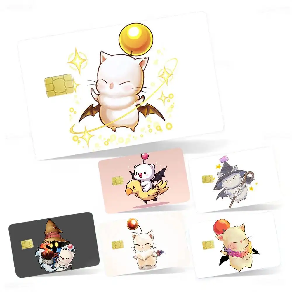 

F-Final Fantasy Moogle FF VII 4pcs 1Set Card Stickers Small Waterproof Chip 4PCS Card Sticker Anti-Scratch
