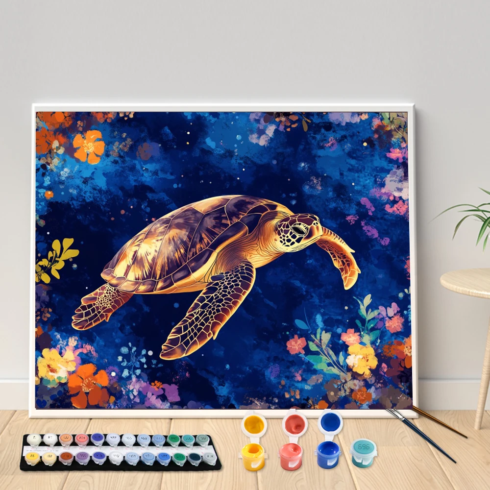 

Digital Acrylic Painting Kit DIY Deep-sea turtle Hand Art Canvas Hand Painted Home Decor Personalized Surprise Gift