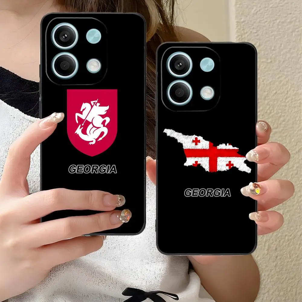 جورجيا العلم المحمول قضية الهاتف الخليوي ل Xiaomi Redmi ملاحظة 14 13 12 11 A5 3 2 1 برو زائد 4G 5G الطباعة الملونة واقية جميلة