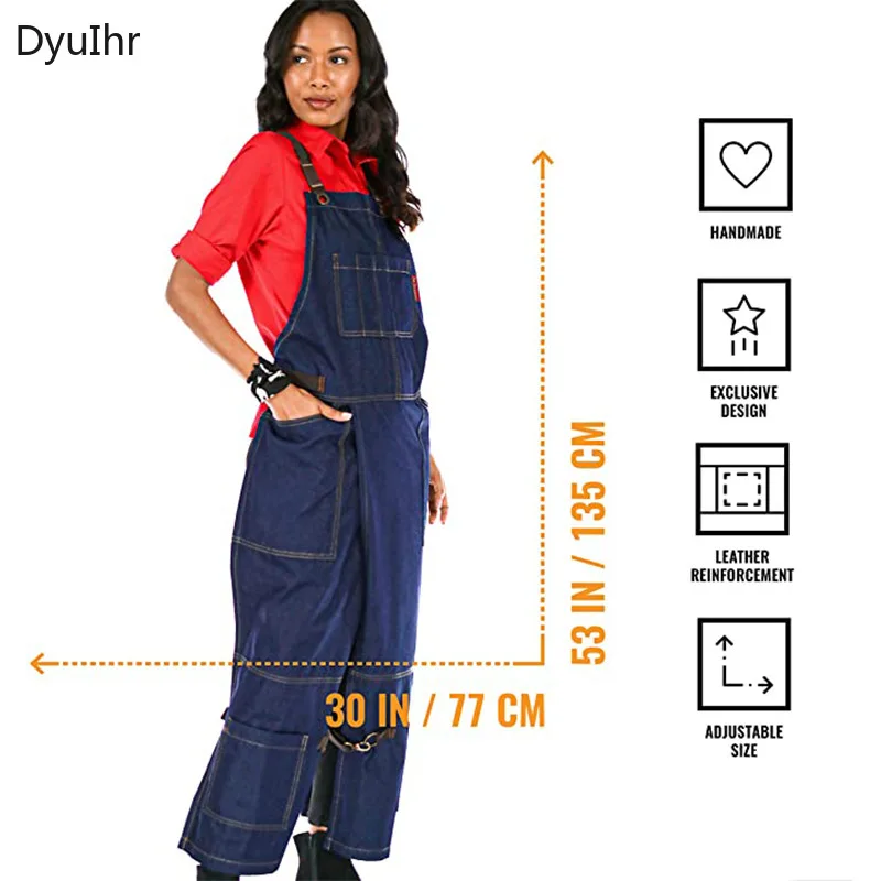 Canvas apron Split leg pants Cross adjustable shoulder strap apron Furniture work clothes 1pc apron Gift