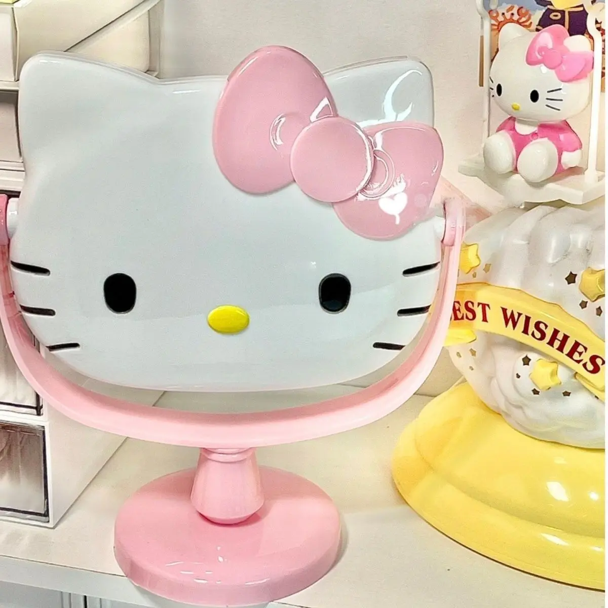 

Sanrio Hello Kitty мультфильм товары настольное вращающееся косметическое зеркало студенческое настольное зеркало для макияжа портативное карманное зеркало подарок
