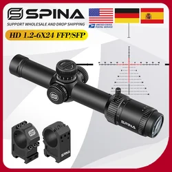 SPINA Optics FFP/SFP 1.2-6x24 Red/Green Illuminant Compact Sight 30mm diametro del tubo cannocchiale da caccia tattico con supporto QD