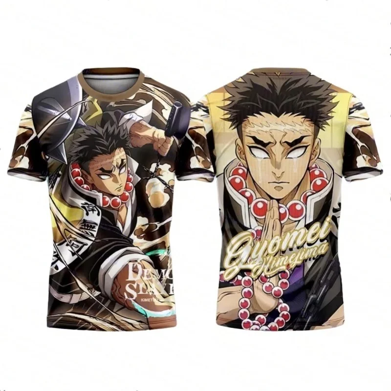 Demon Slayer Inosuke Hashibira T-Shirt mit durchgehendem Aufdruck, kurzärmelig, Anime-Sport-T-Shirt für Männer, Frauen, Kinder, schnell trocknendes, lässiges Jersey – Detail 5