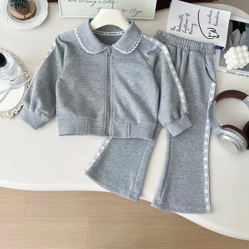 Girls Clothes Sets Autumn Spring Lace Sweatshirts+Pants Birthday Party Children Casual 2Pcs Suits Kids Girls Outfits Set 2-9Yrs