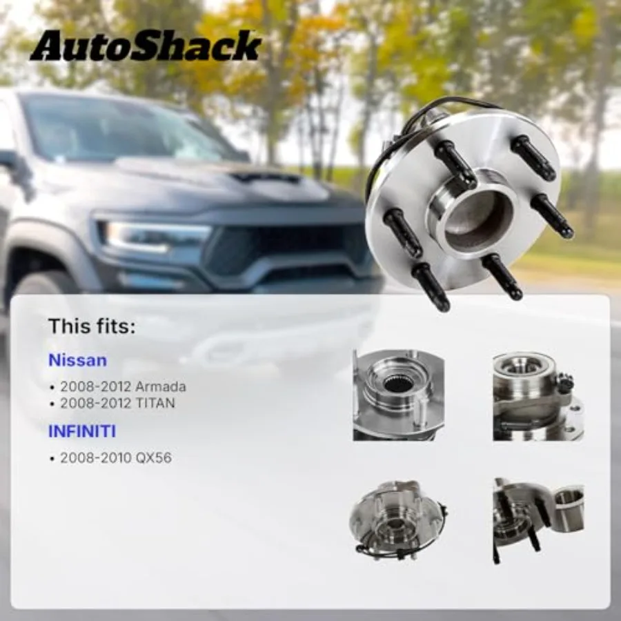 AutoShack Front Wheel Hub Bearing Assemblies - Driver and Passenger Side for Nissan and Infiniti, Titan 2008-2012 Armada 2008-2
