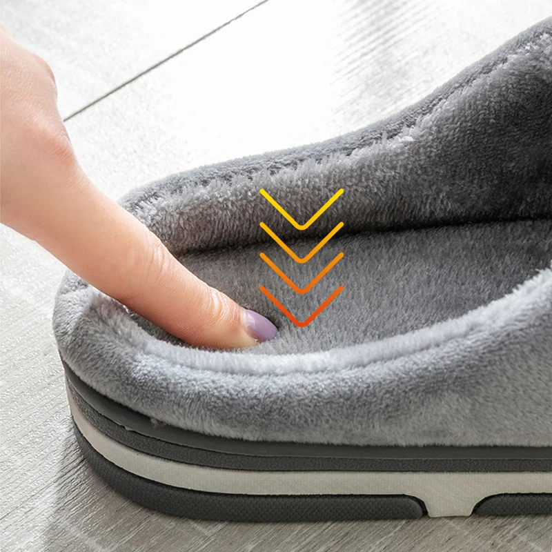 شبشب شتوي رجالي - أحذية منزلية سميكة من القطيفة للاستخدام الداخلي، شرائح منزلية دافئة مبطنة بالصوف مع نعل ناعم للطقس البارد