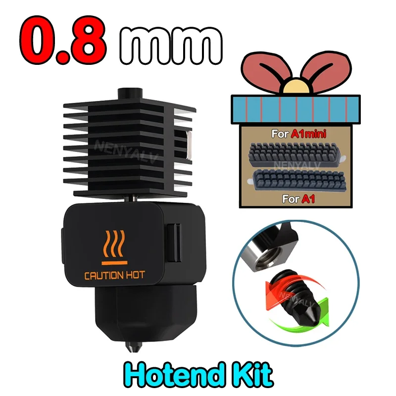Hotend Voor Bambu Lab A1 mini Montage Hotend Kit 0.2 0.4 0.6 0.8MM Vervangbaar Mondstuk Voor 3D printer Bamboo Lab A1/A1 mini