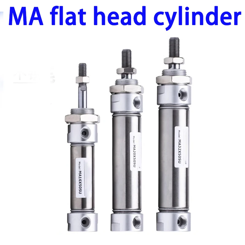 Flat-end MA16 20 25 32 40 AirTAC Type Pneumatic Cylinder Stroke 25 50 100 125 150 200 mm Stainless Steel Double Action Mini Air