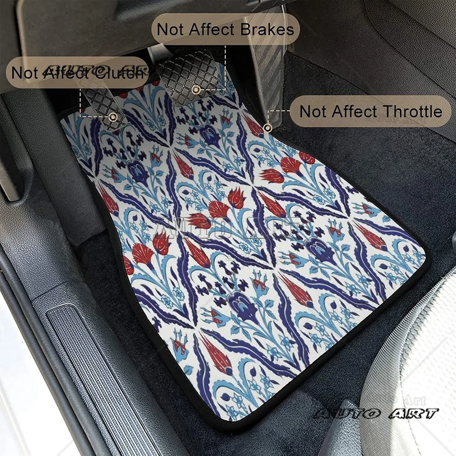 Vintage Antique Turkish Persian Carpet Pattern Car Mats Front&Rear 4-Piece Full Set Carpet Car SUV Truck Floor Mats with Non Sli