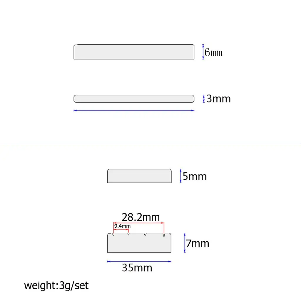 1 Set Ukulele Guitar Replacement Slotted Saddle Musical Instrument Parts Black