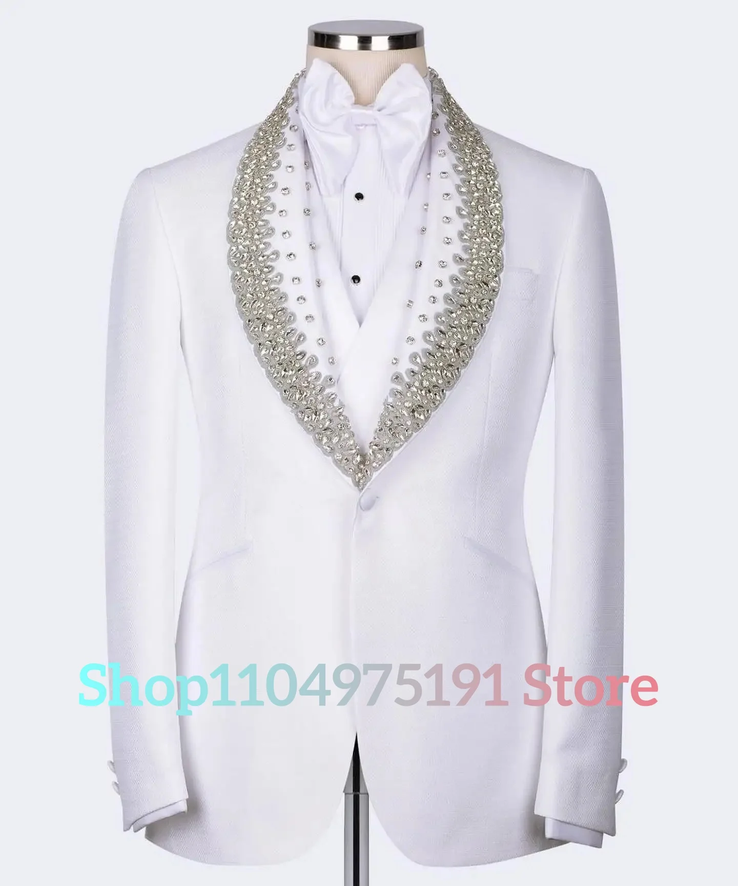 Exquisite Crystal 3-piece Men's Suit Temperament Wedding Tuxedos Homecoming Gowns Celebrity Gowns Special Occasion Gowns