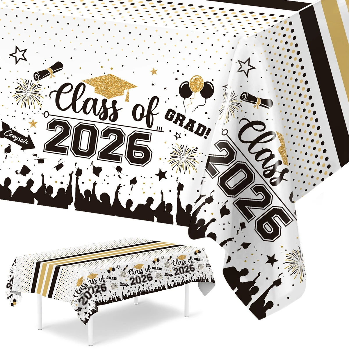 Graduation Tablecloth Class of 2026 Grad Party Decor Dining Table Disposable Table Cover Graduated Celebration Party Supplies