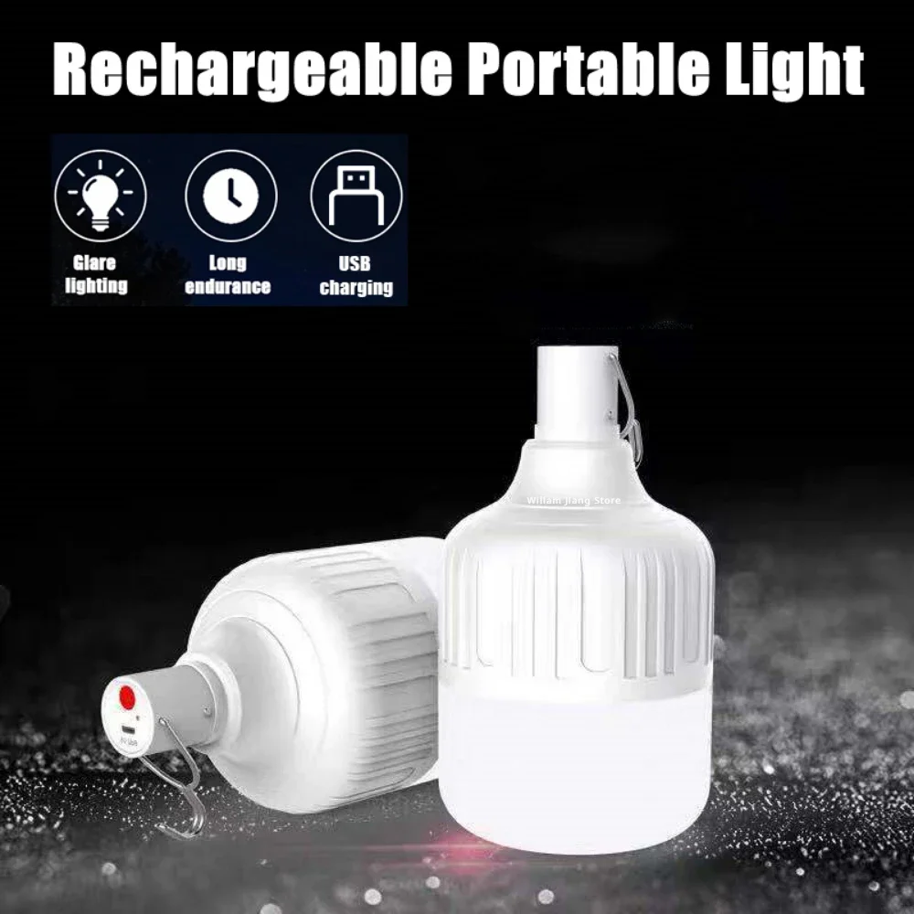 Camping Light USB Rechargeable Flashlight LED Lights Lantern Outdoor Battery Lamp Portable Hook Supplies Lighting Inflatable