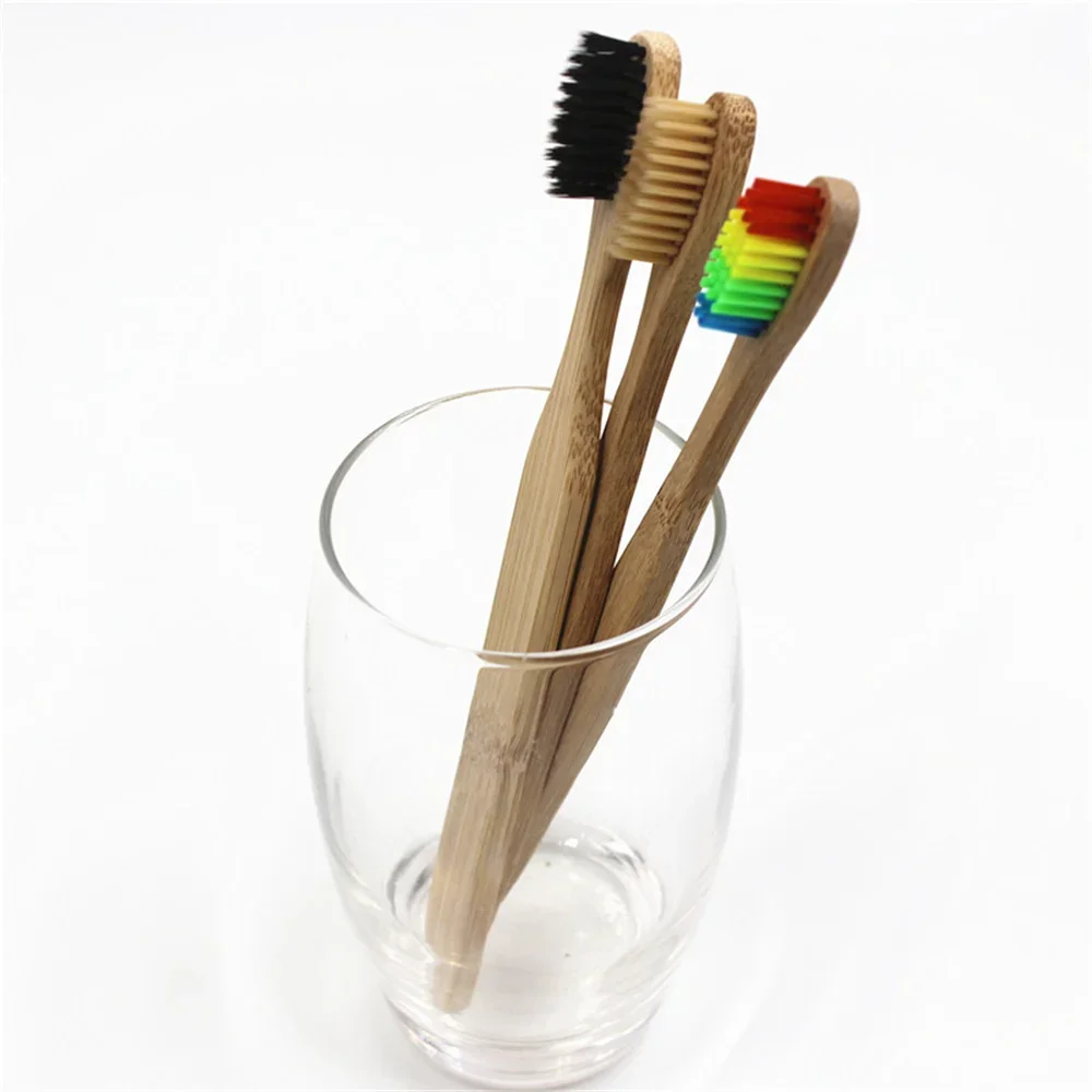 صندوق واحد ملفوفة من الخيزران مجموعة فرشاة أسنان للكبار طبيعي وصديق للبيئة فرشاة أسنان مصنوعة من خشب الخيزران اللوحي صندوق واحد مكون من 10 قطع #5