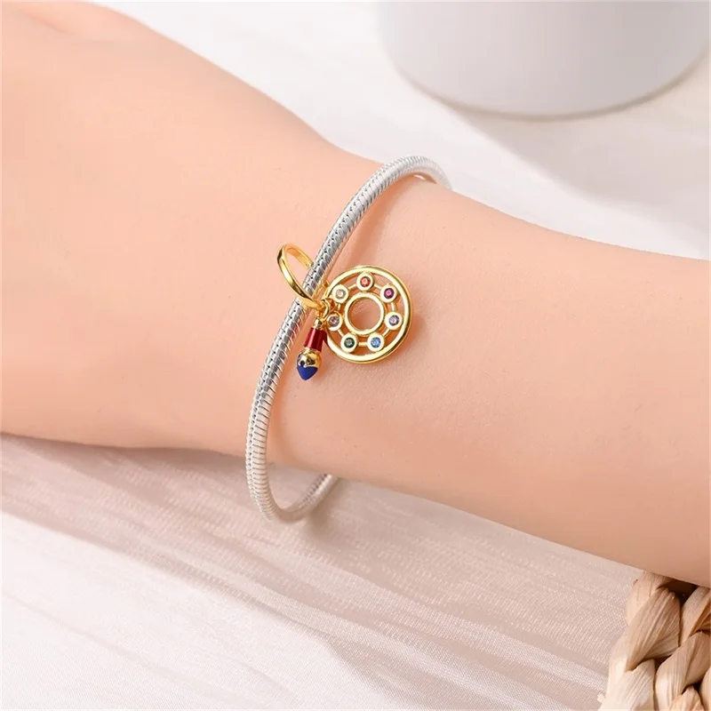 925 Sterling Silver Art Color Zircon Palette Charms Pendant Fit Original Bracelet DIY Women Birthday Jewelry Gift