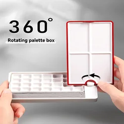 360° Roating Empty Watercolor Palette Painting Paint Tray Box 24 Grid for DIY Travel Gouache Oil Acrylic Paint Palette Half Pan