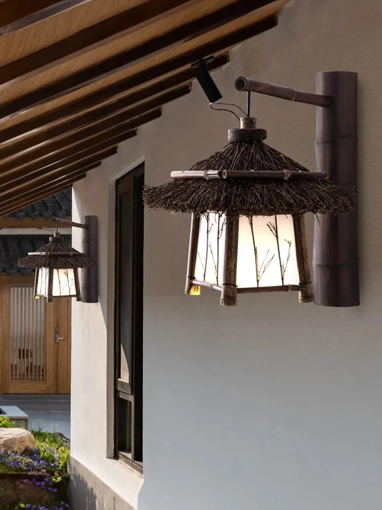 Chinese style outdoor wall lamp waterproof retro homestay tea room entrance courtyard garden corridor Zen decoration