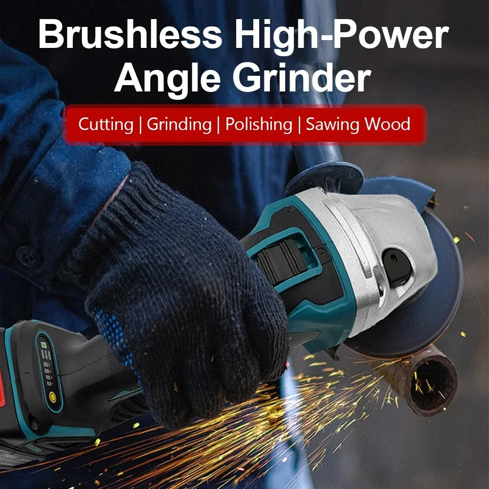 Electric Goddess DGA404 100MM Cordless Electric Angle Grinder Brushless Variable Speed Cutting Machine For Makita 18V Battery