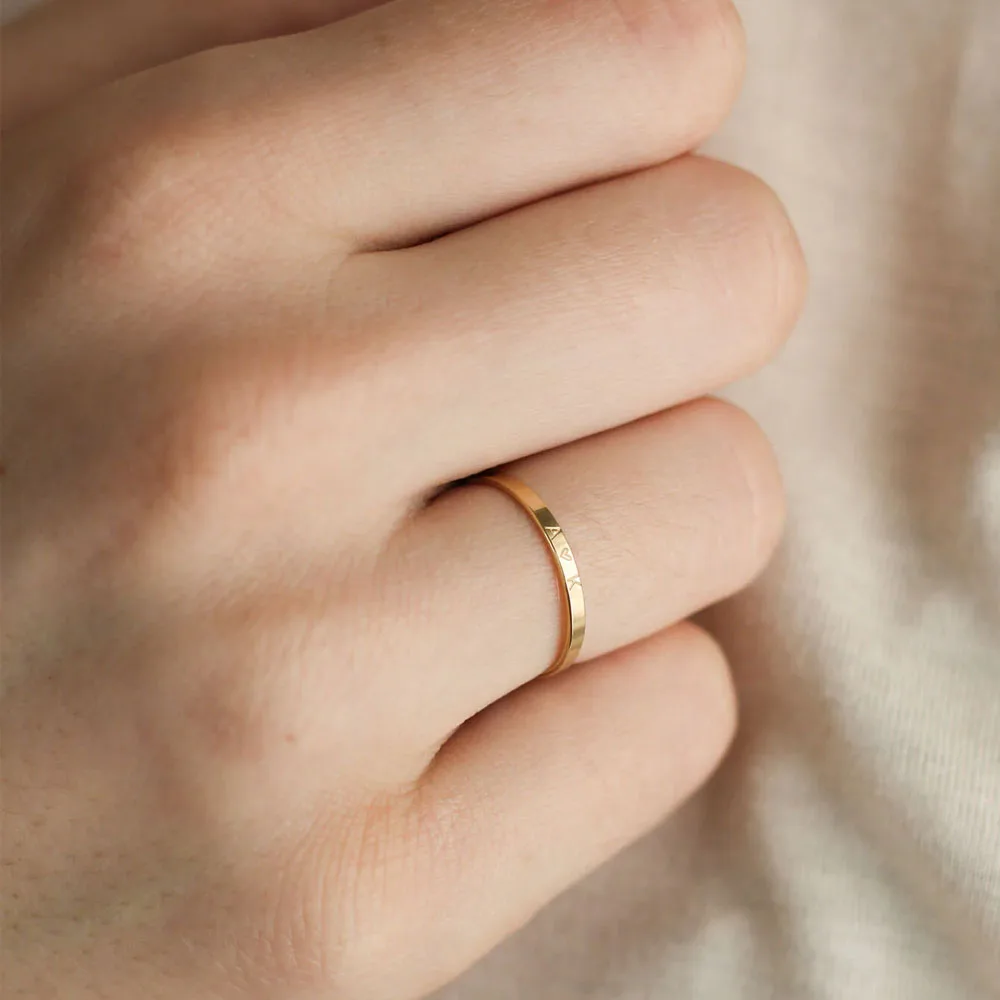 COOLTIME Personalisierter individueller Ring für Frauen, Edelstahl, goldfarben, mit Gravur, Namensringe, Jahrestag, Schmuck, Geschenk, Paar, Mutter – Detail 10
