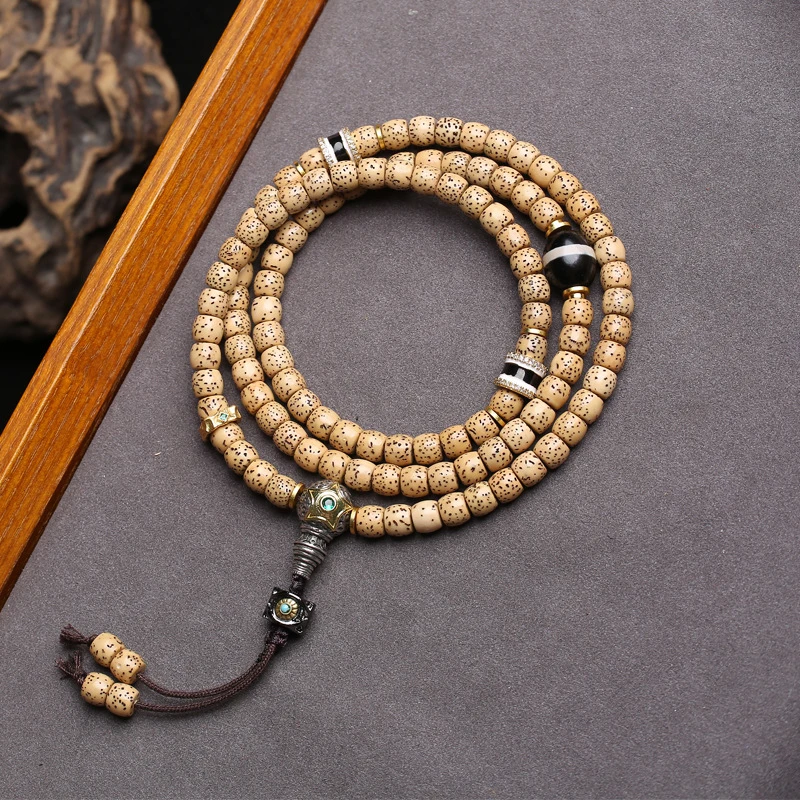Natural Hainan Moon Bodhi 108 Buddha Tibetan Style Multi-loop Bracelet Beads