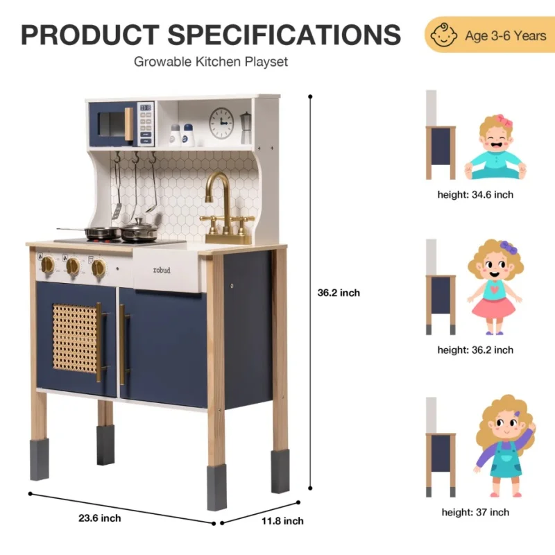 ストロボタイム-子供、木製プレイセット、おもちゃギフト用の大きな調理用のシミュレーションプレイキッチンセット