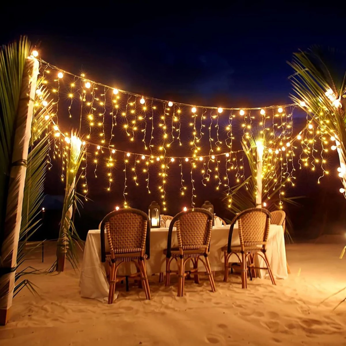 Guirlande solaire d'extérieur, rideau de glaçons LED, guirlande lumineuse féerique pour jardin, fête, Patio, cour, terrasse, décoration