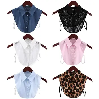 Frauen Männer Vintage Cowboy Leopard Korn Revers Spitze Schwarz/Weiß Baumwolle Hemd Gefälschte Kragen Bluse Falschen Kragen Kleidung Zubehör