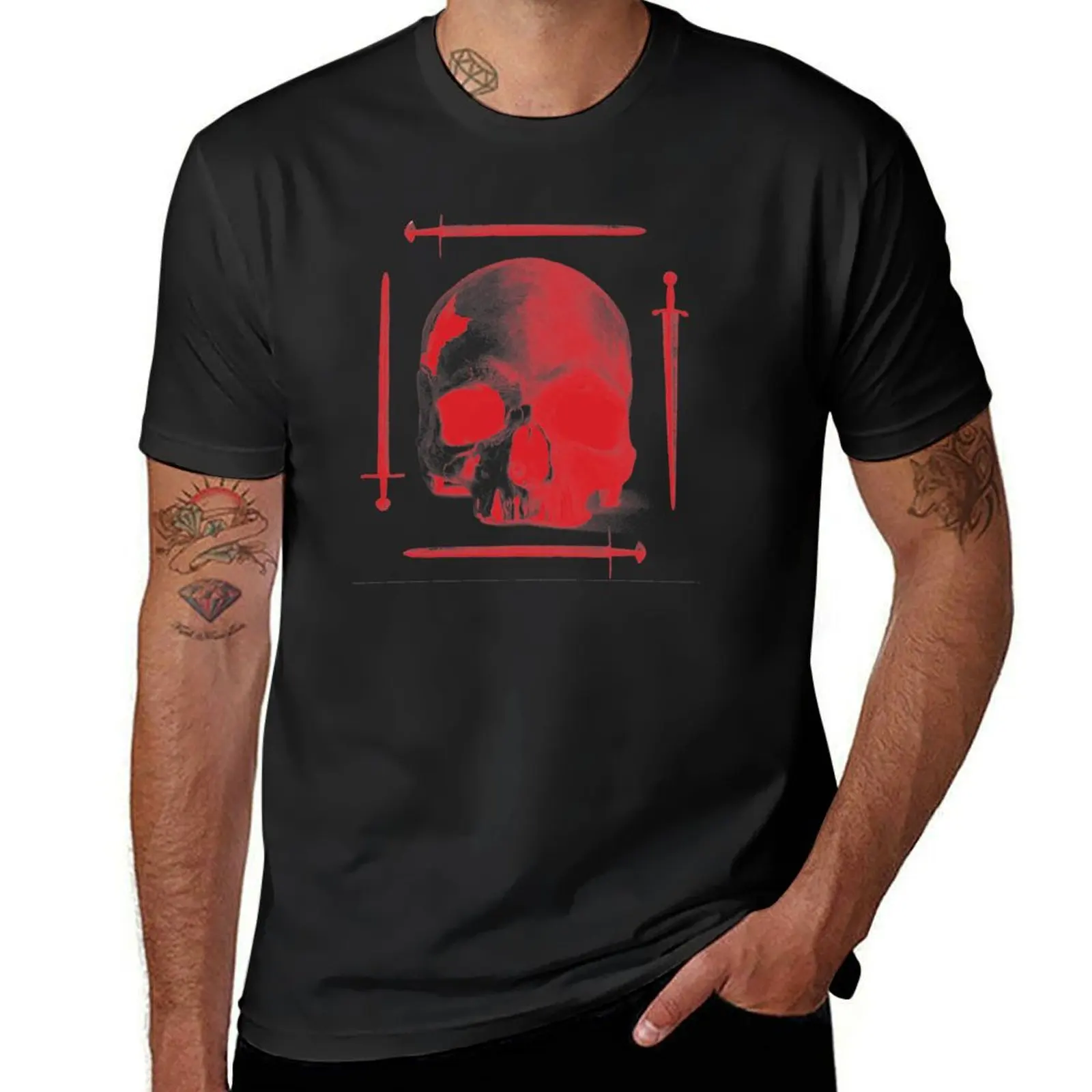 Battle Damaged Skull T-Shirt quick-drying tops Aesthetic clothing sublime oversized t shirts for men