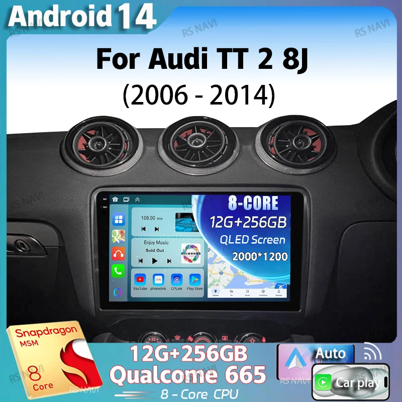 

Android 14 For Audi TT 2 8J 2006 - 2014 2K QLED Android Car Radio Multimedia Video Player GPS AI Voice CarPlay 4G Stereo