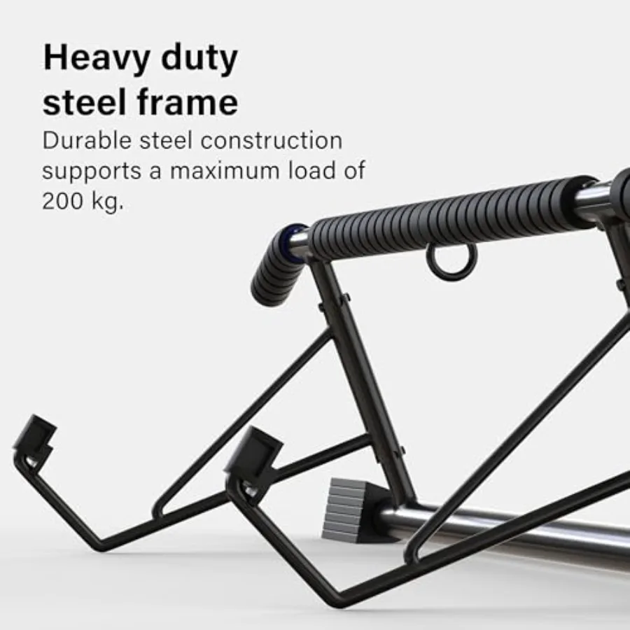 Home gym doorway pull-up bar for 70-92cm width frames, steel construction, black finish, padded handles, no drilling or assembl view 3