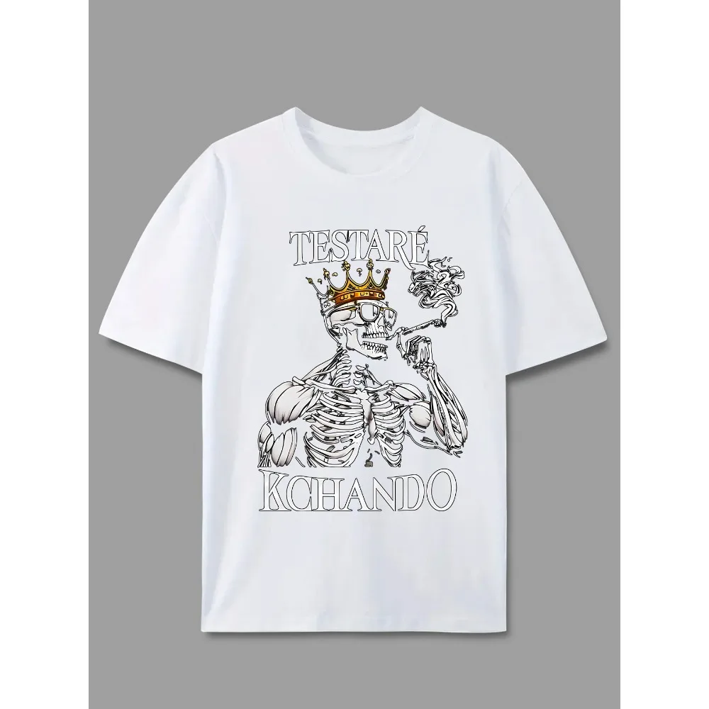 

Skull Crown Cool Graphic Print American Streetwear Design Graffiti Letter Print Short-Sleeve T-Shirt for Both Men And Women,