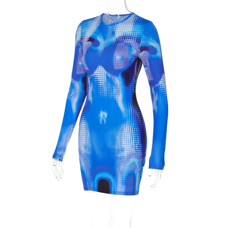 ชุดเดรสสั้นพิมพ์ลายไท-ได ยีทูเค แขนยาว สำหรับงานปาร์ตี้ สไตล์เซ็กซี่ สำหรับผู้หญิง ฤดูใบไม้ร่วง ฤดูหนาว ทรงเข้ารูป คอทรงโอ สตรีทแวร์ ของขวัญ