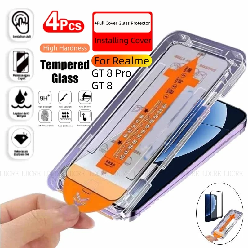 4/3/2/1Pcs For Realme GT 8 Pro Glass Realme GT 8 Tempered Glass Dust Free Full Cover Glue Screen Protector OPPO Realme GT 8 Pro