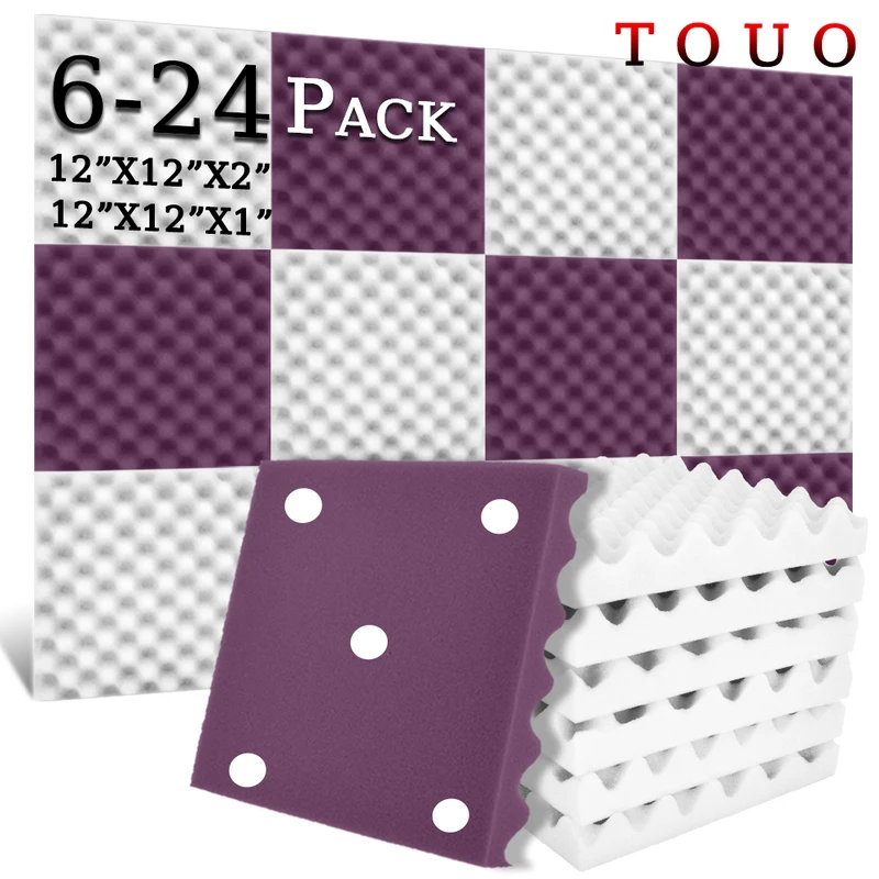 

TOUO Egg Cotton Acoustic Foam 6/12/24 Pcs Studio Sound Absorbing Material High Density Sound Proof Foam Acoustic Treatment